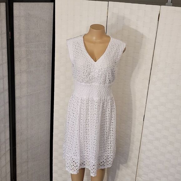 BRAND NEW RABBIT DESIGN LACE V-NECK CAP SLEEVE  ELASTIC WAISTLINES DRESS - Picture 11 of 15